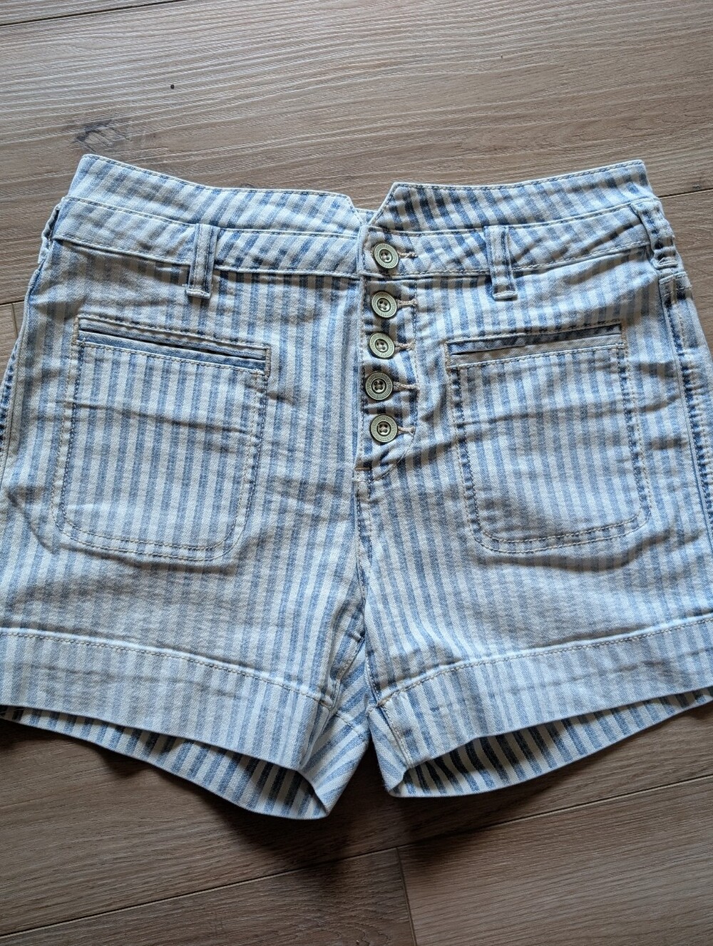 Anthropologie Pilcro & the Letterpress Blue & White Striped Denim Shorts